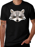 Geometric Raccoon Graphic Tee - Modern Style
