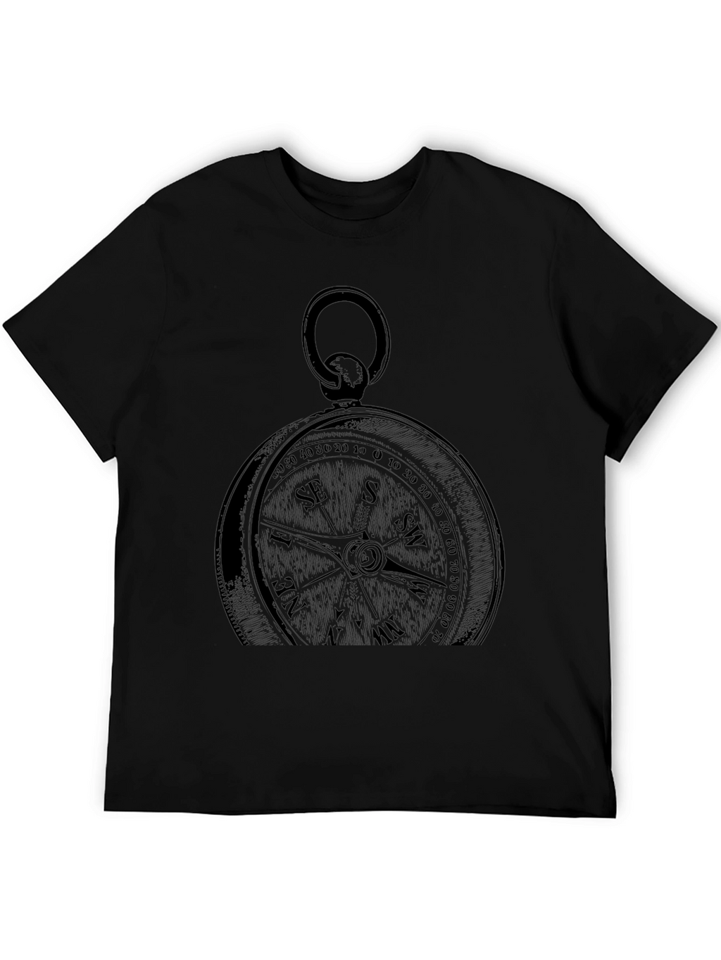 Compass Graphic Print Black T-Shirt