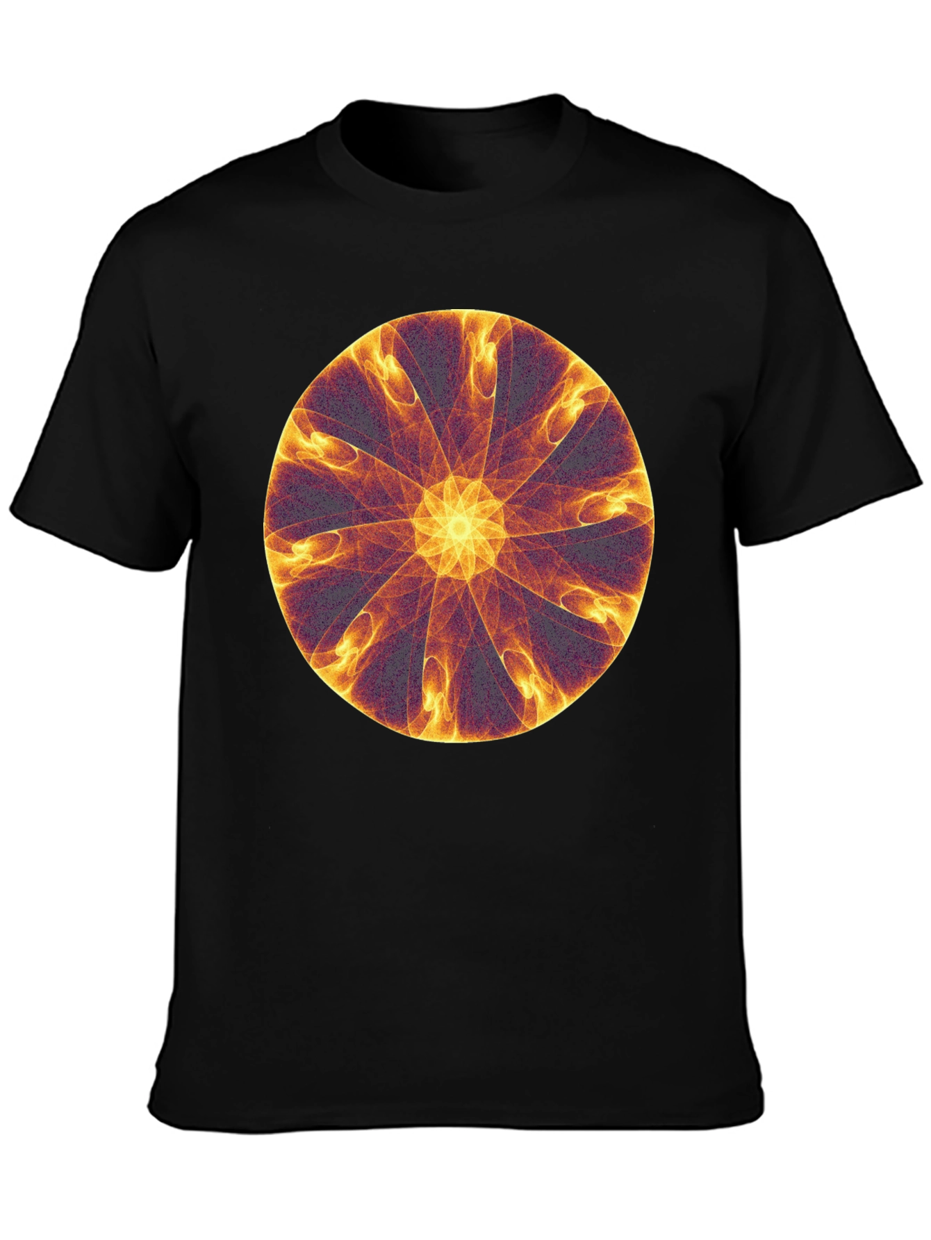 Abstract Fire Mandala Graphic Tee - Black