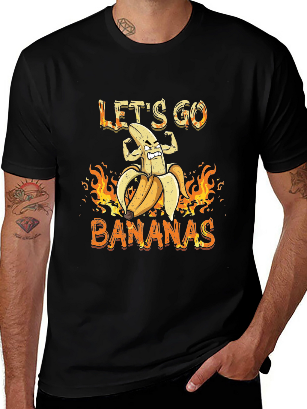 Lets Go Bananas Graphic Tee - Black Cotton T-Shirt