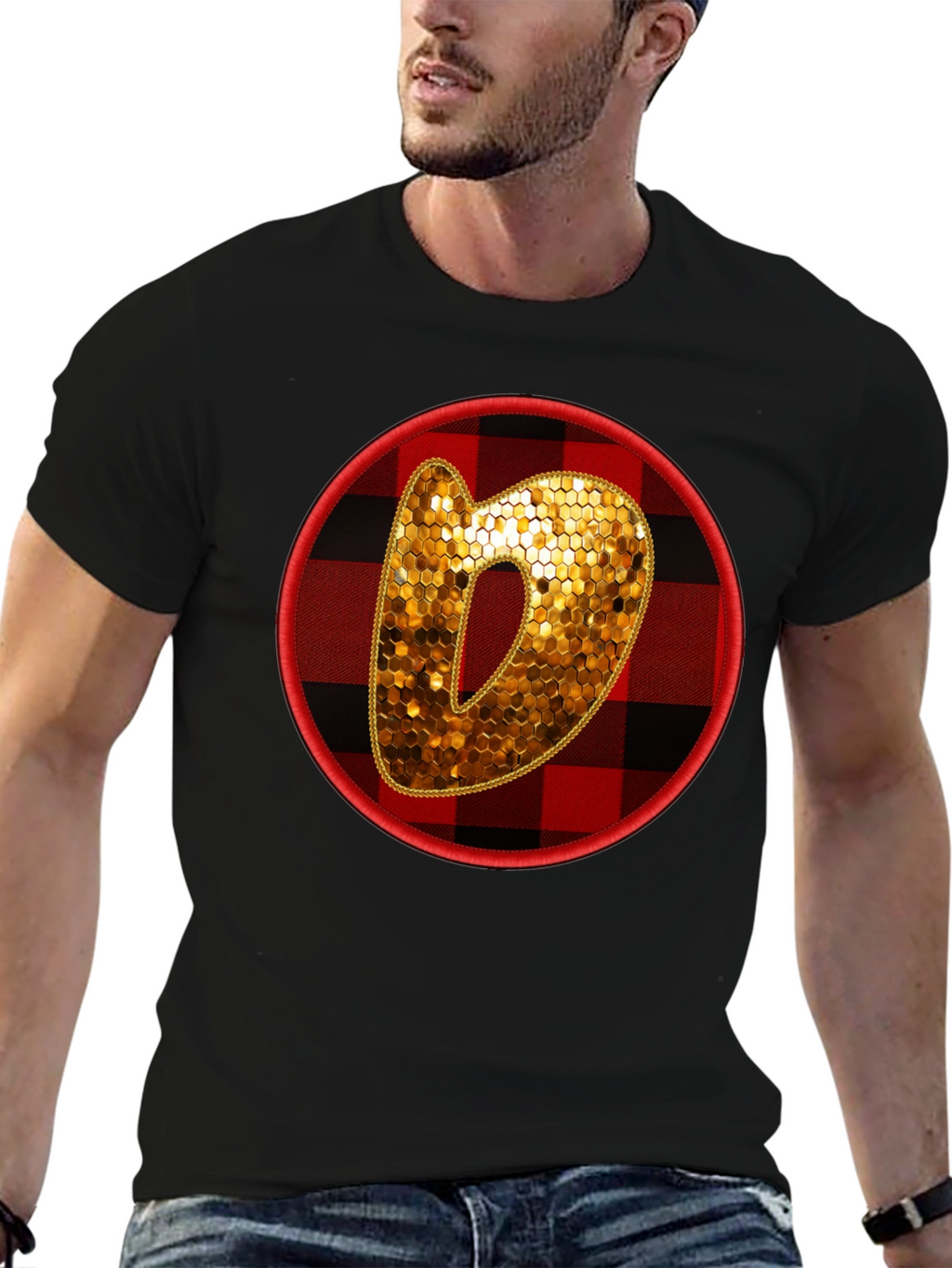 Plaid Circle Letter O Graphic Tee