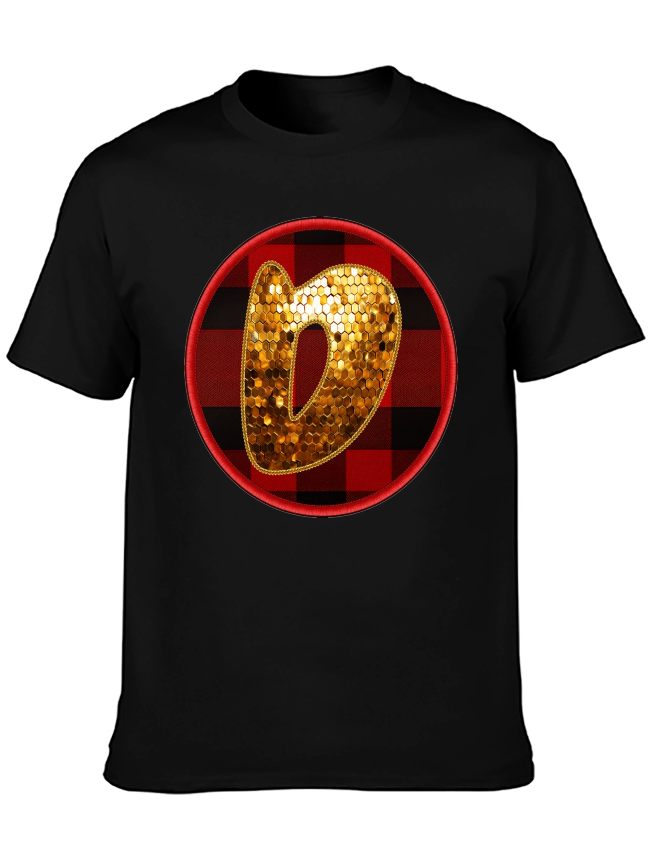 Plaid Circle Letter O Graphic Tee