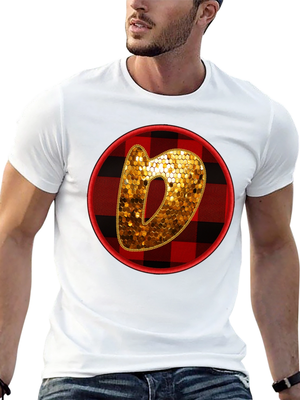 Plaid Circle Letter O Graphic Tee