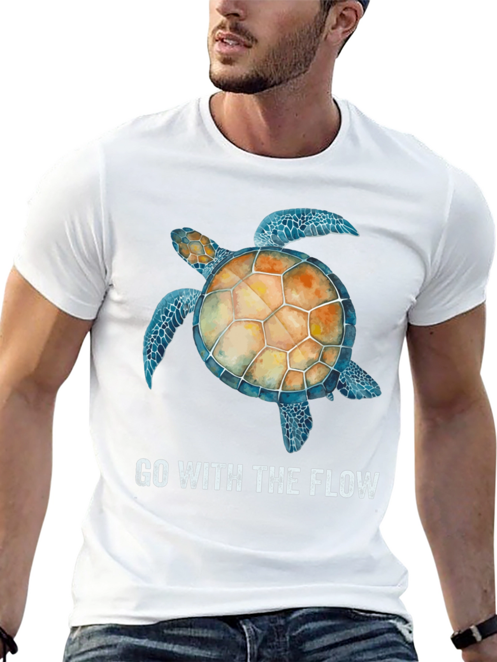 Go With The Flow Turtle Graphic T-Shirt