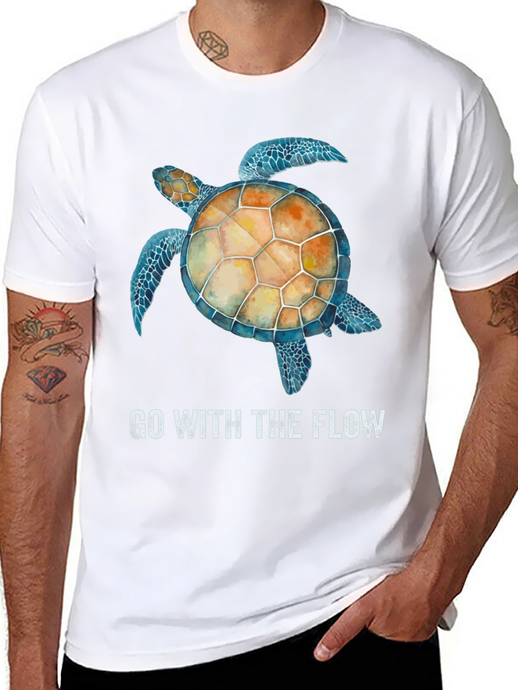 Go With The Flow Turtle Graphic T-Shirt