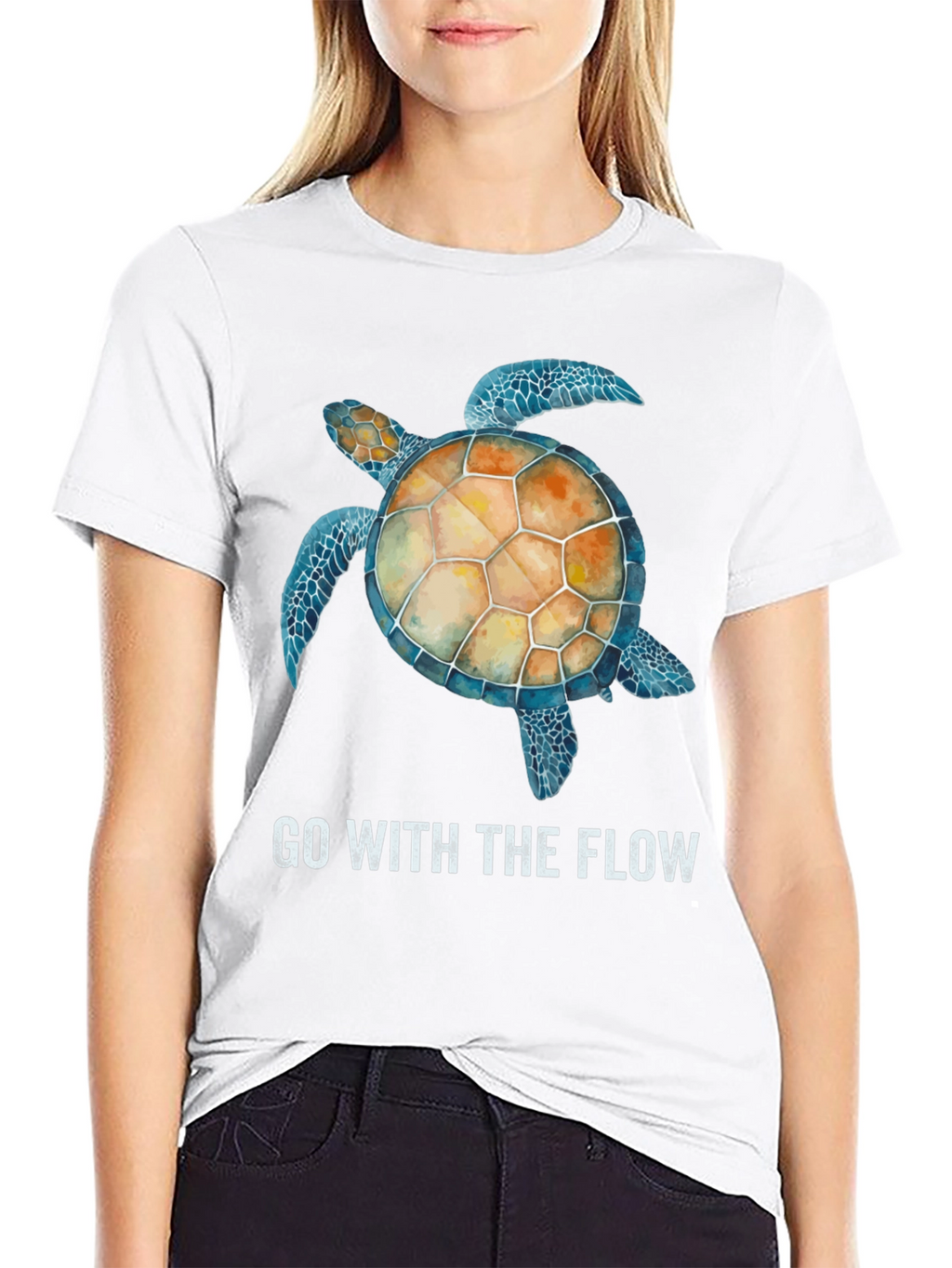 Go With The Flow Turtle Graphic T-Shirt