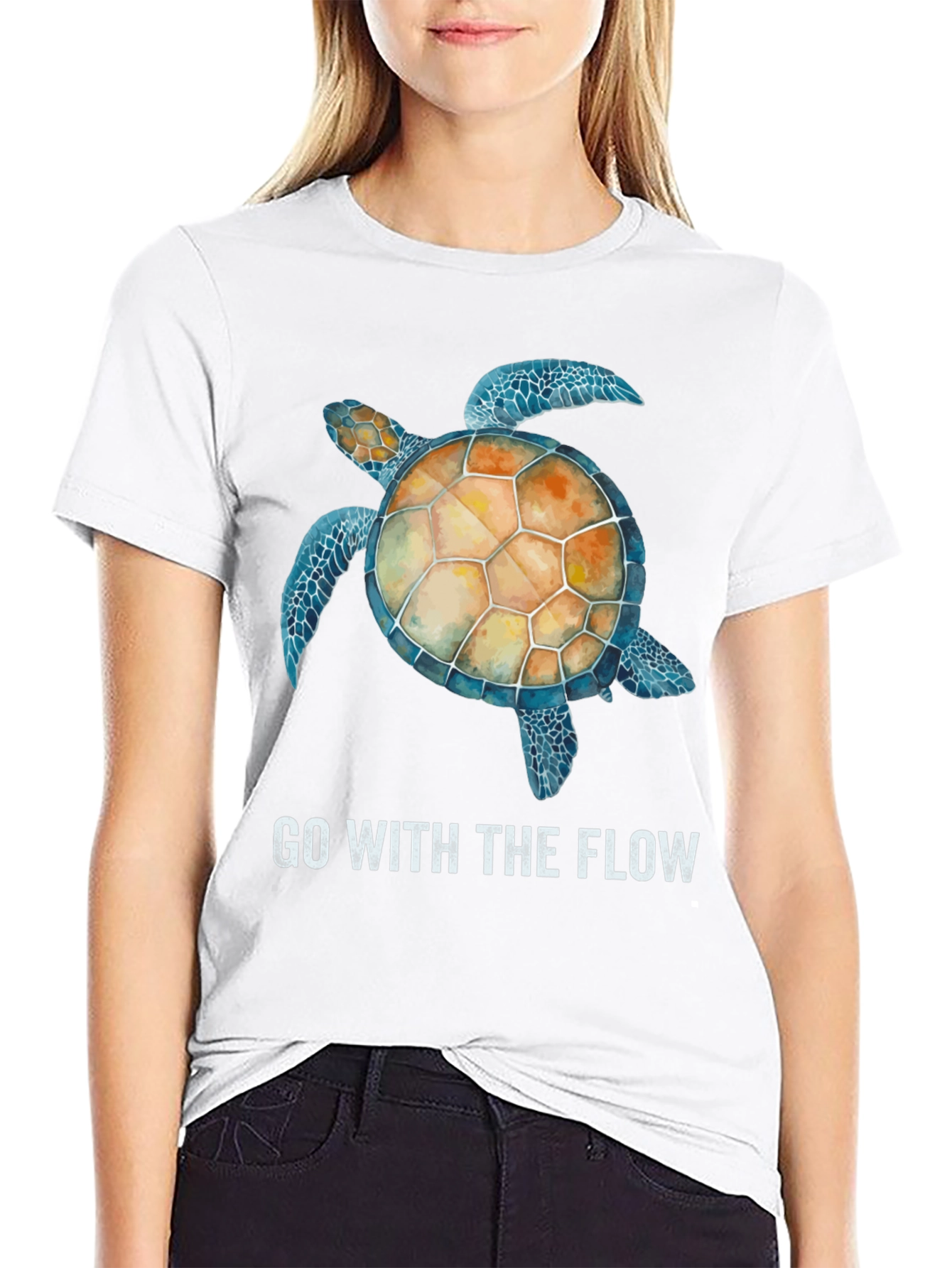 Go With The Flow Turtle Graphic T-Shirt
