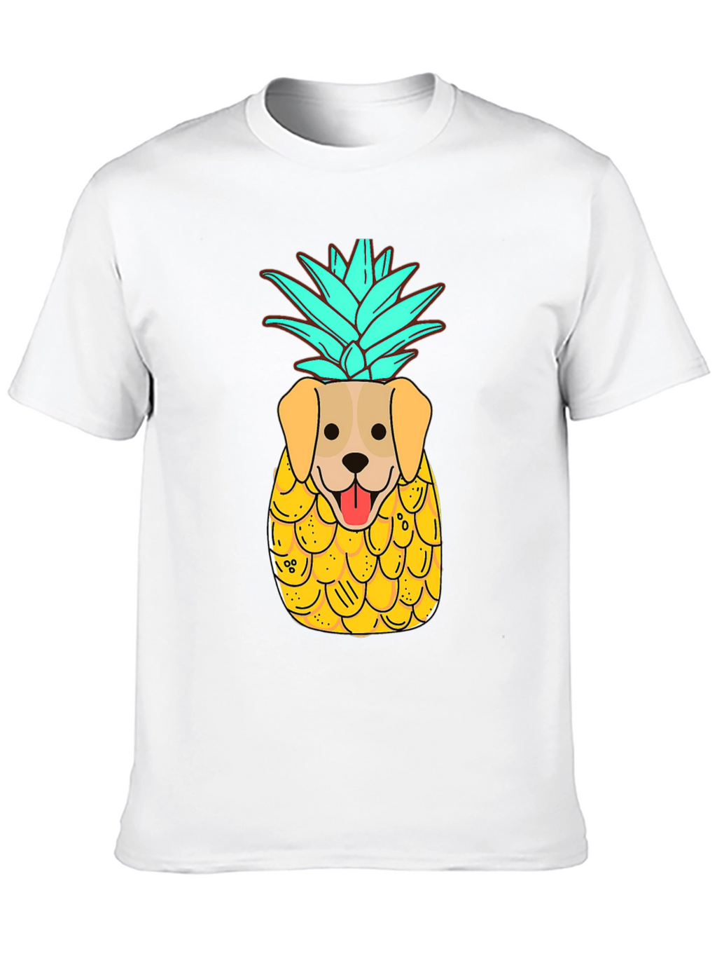 Dog-Pineapple Graphic Black T-Shirt