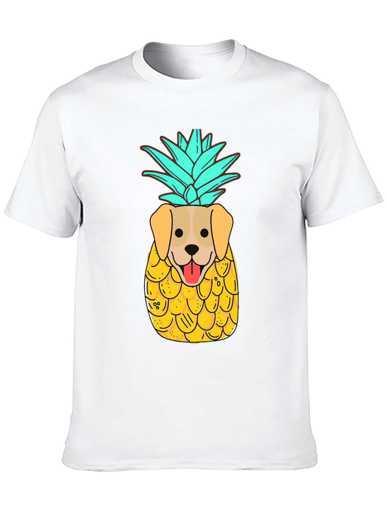 Dog-Pineapple Graphic Black T-Shirt