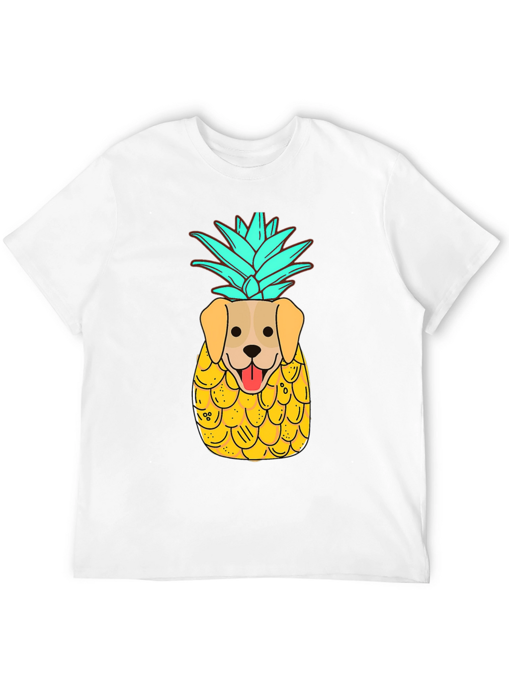 Dog-Pineapple Graphic Black T-Shirt