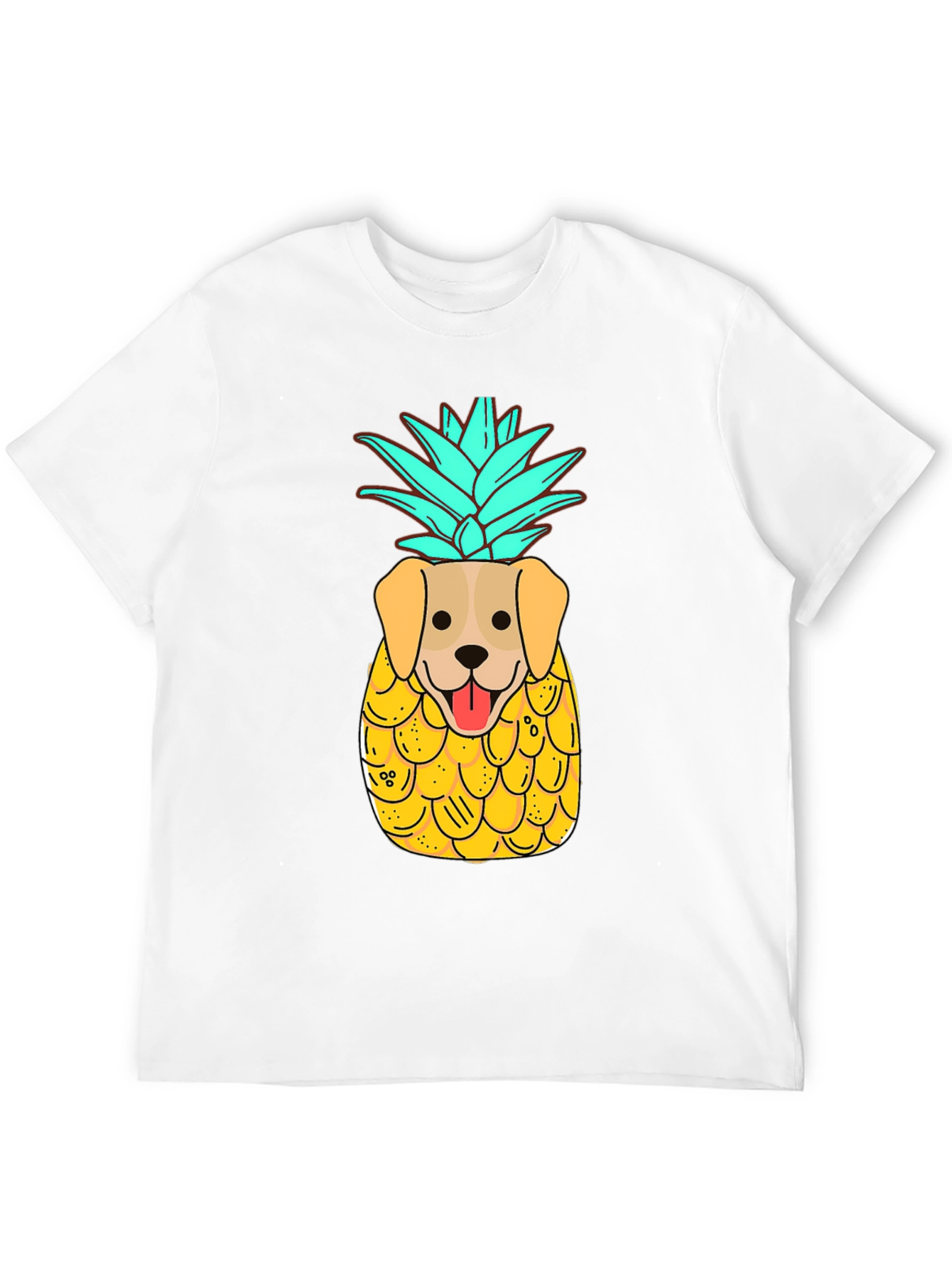 Dog-Pineapple Graphic Black T-Shirt