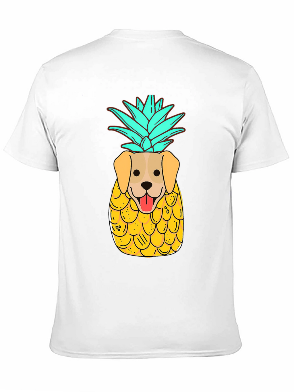 Dog-Pineapple Graphic Black T-Shirt