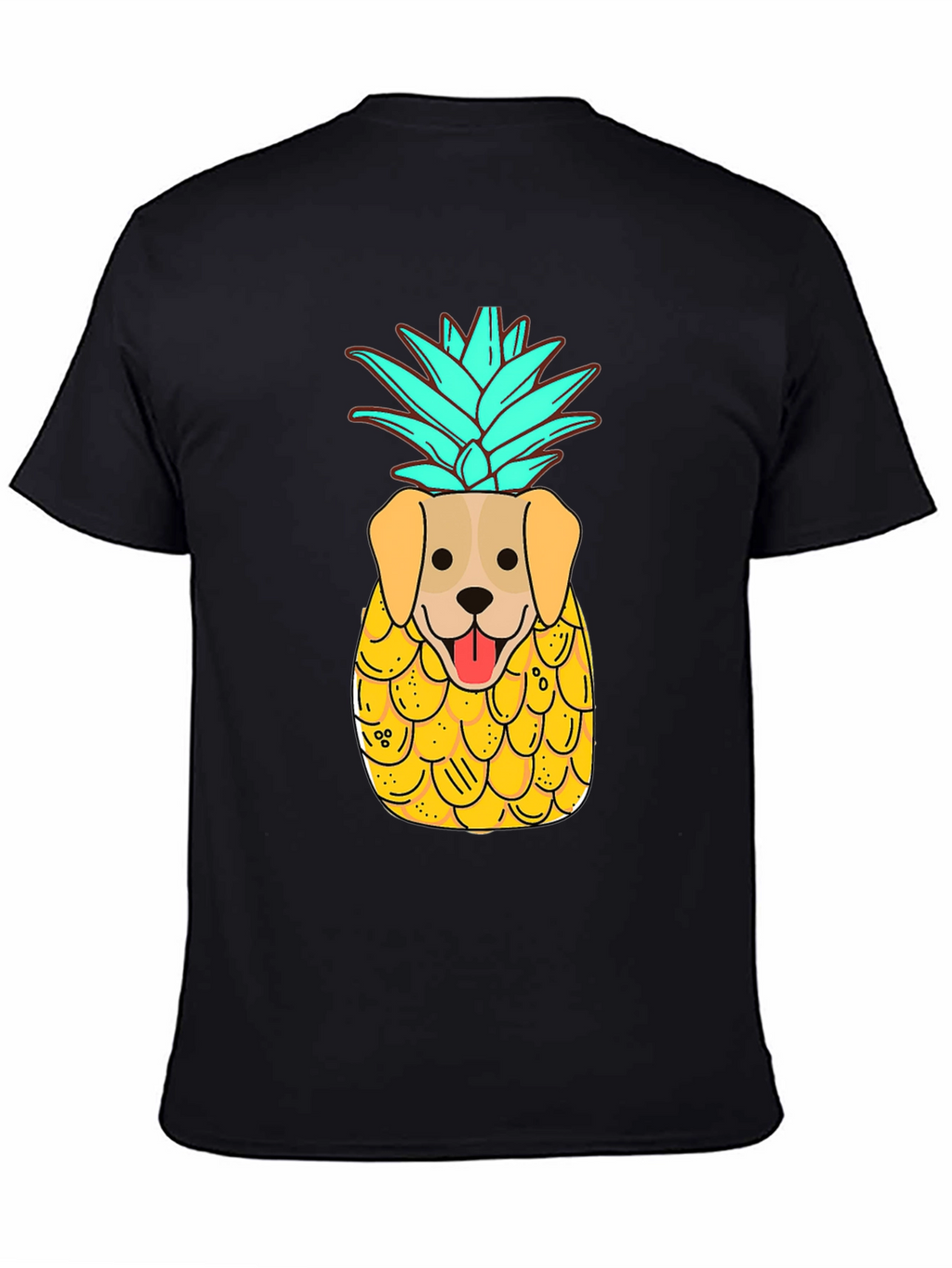 Dog-Pineapple Graphic Black T-Shirt
