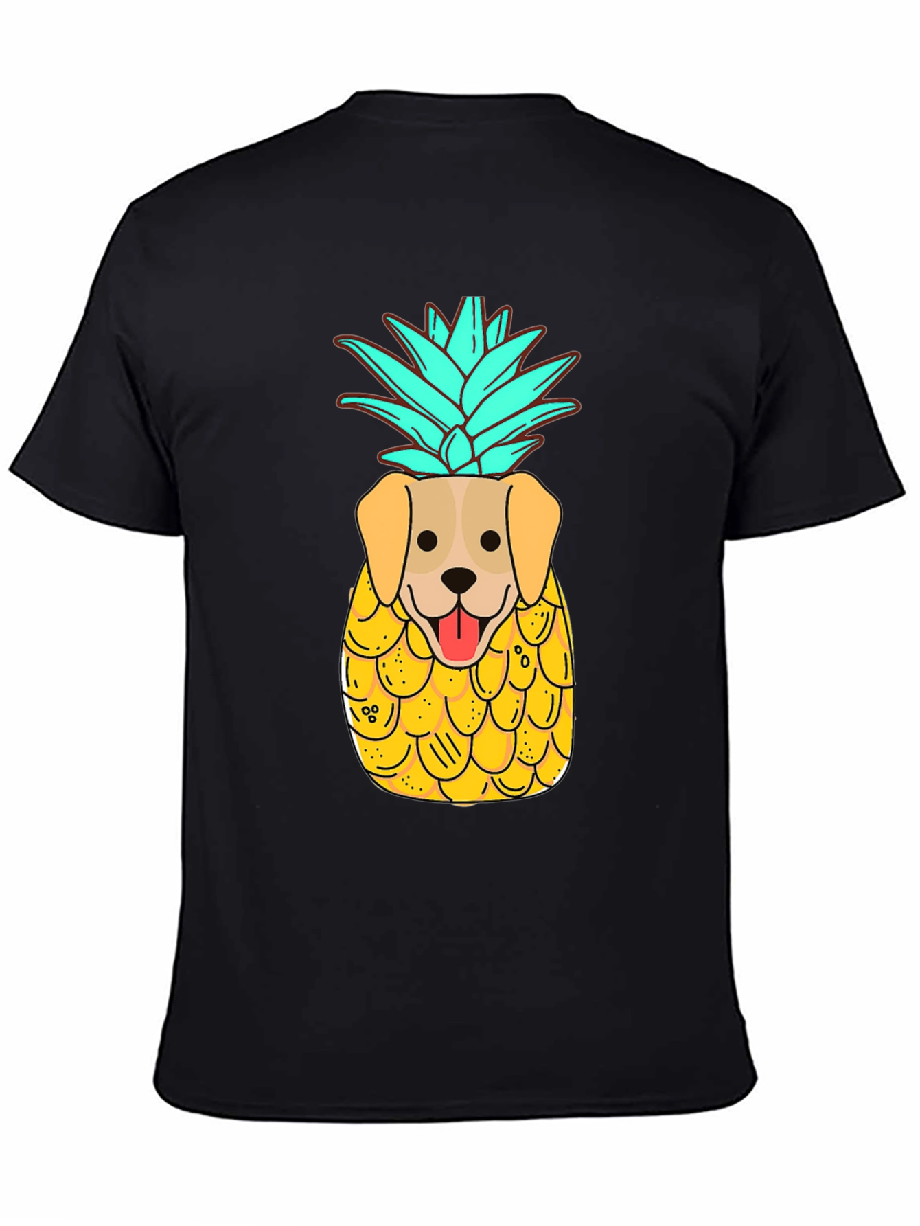 Dog-Pineapple Graphic Black T-Shirt
