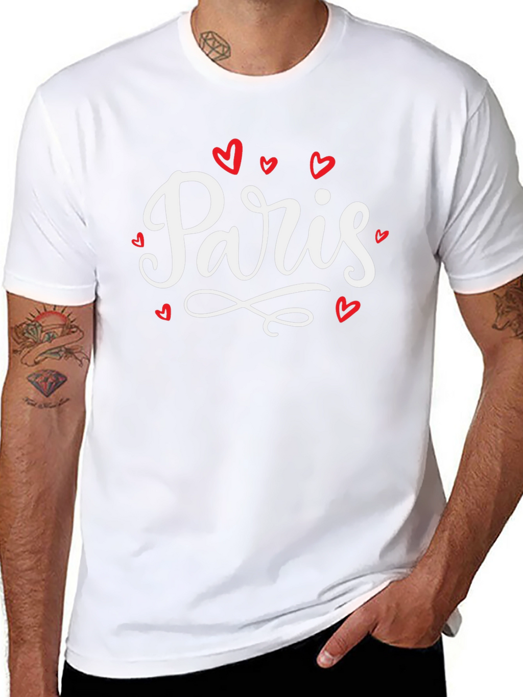 Paris Heart T-Shirt - Black Cotton Graphic Tee