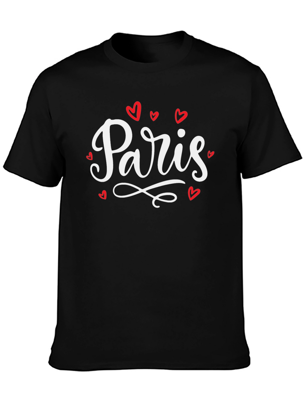 Paris Heart T-Shirt - Black Cotton Graphic Tee