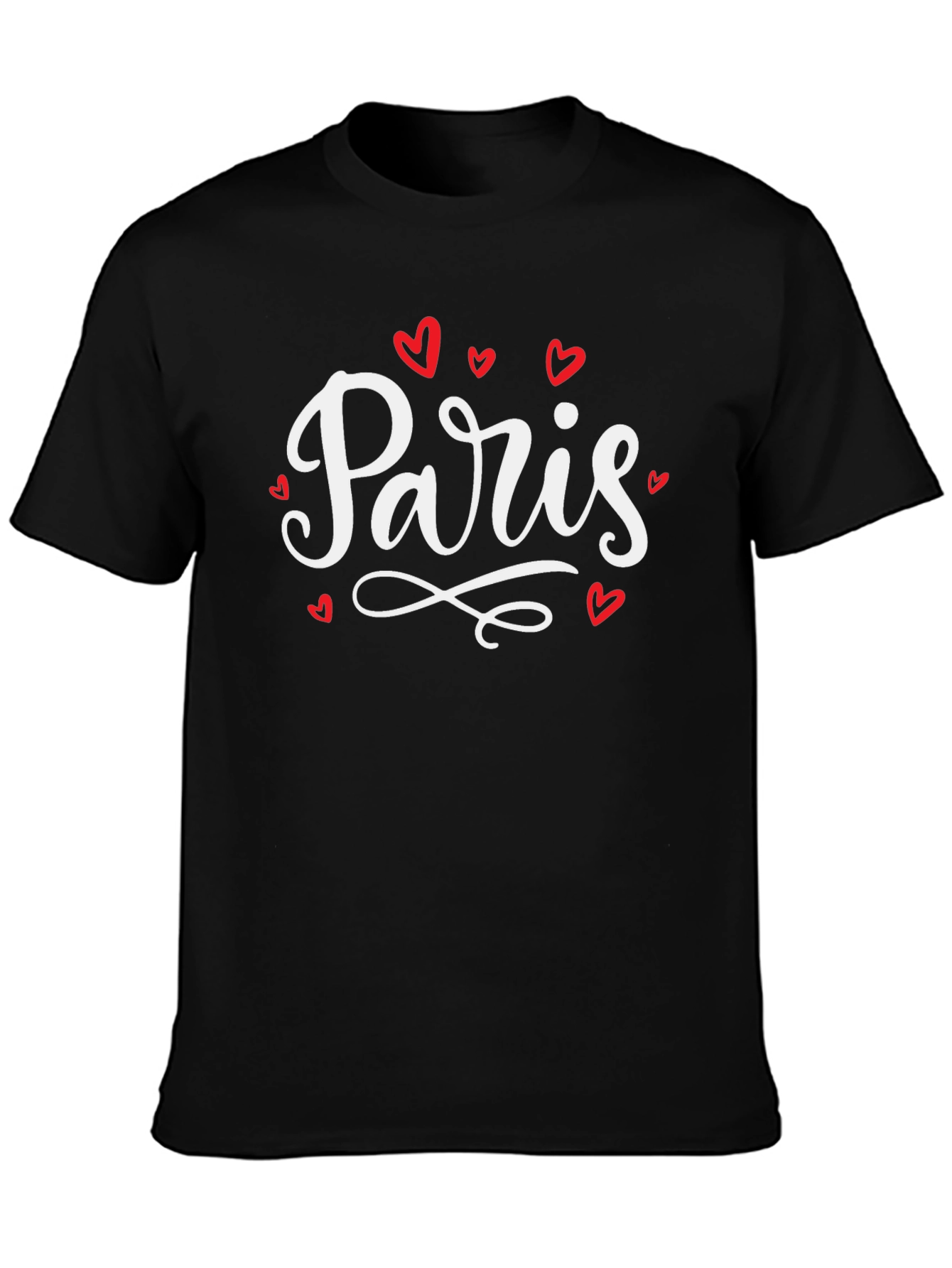 Paris Heart T-Shirt - Black Cotton Graphic Tee