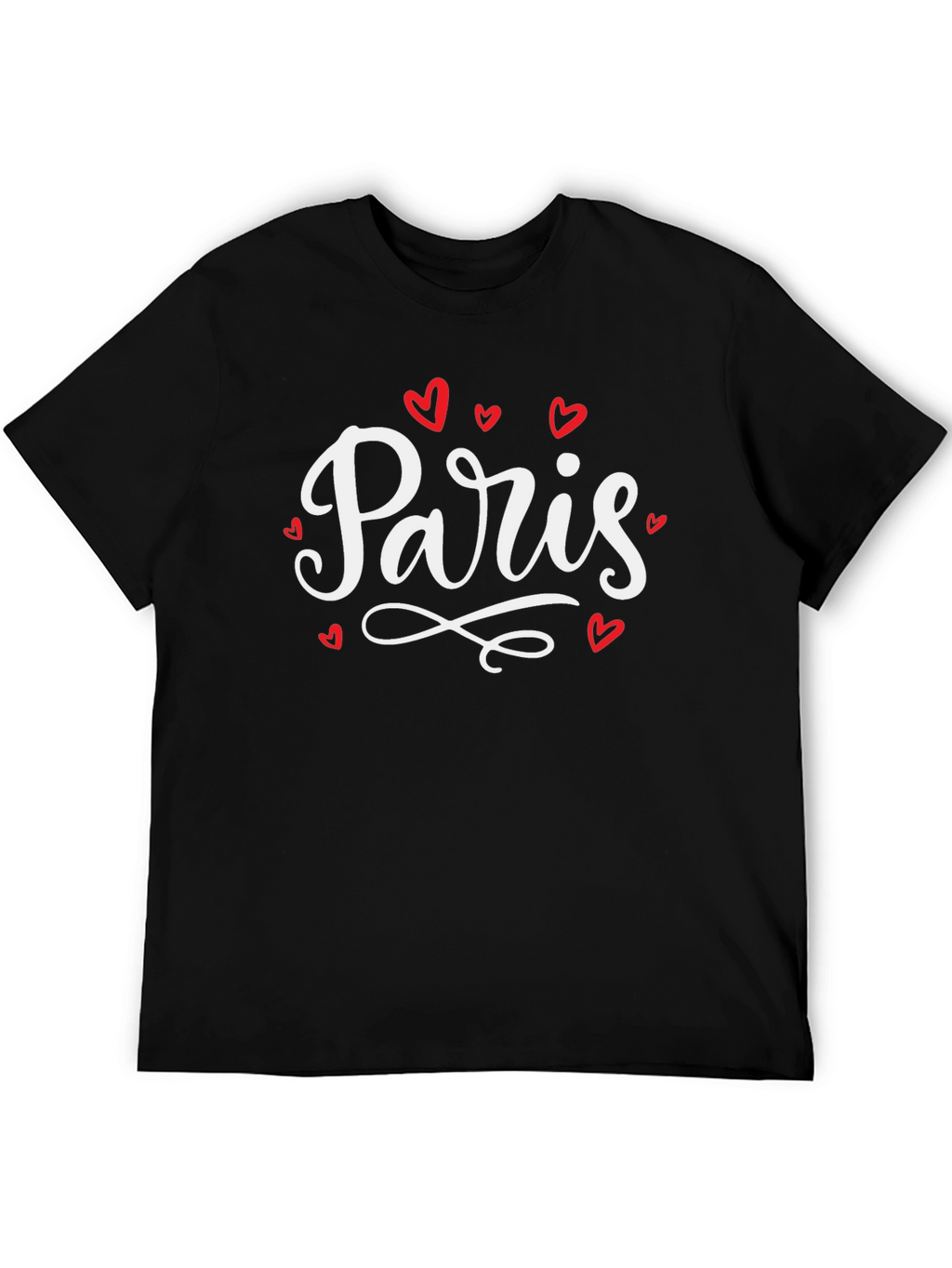 Paris Heart T-Shirt - Black Cotton Graphic Tee