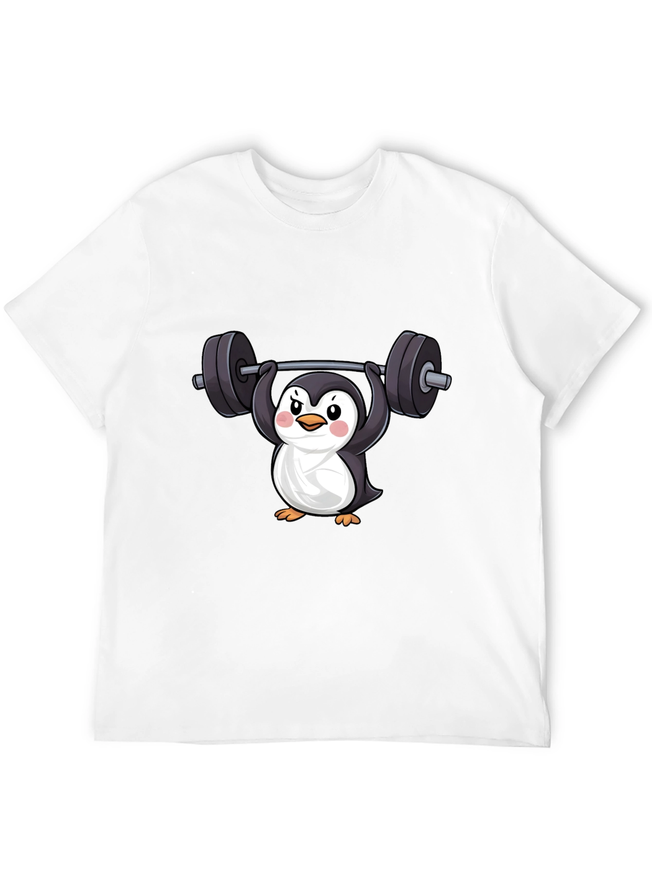Penguin Lifting Weights Graphic Tee