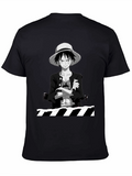Anime Character Graphic Tee - Casual Black T-Shirt