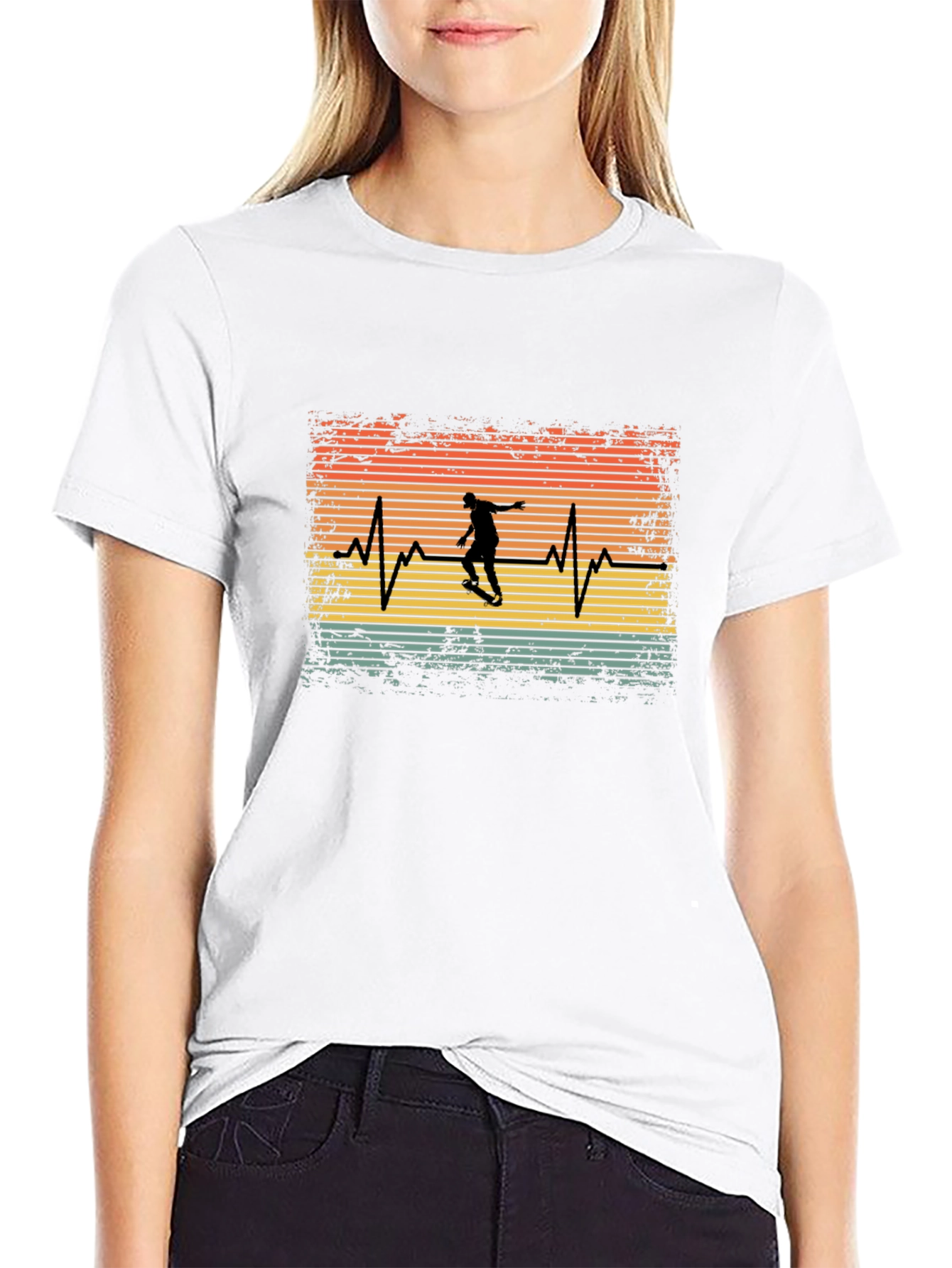 Skateboard Heartbeat T-Shirt - Retro Style