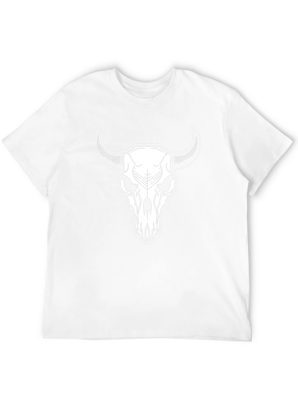 Black T-Shirt with White Steer Skull Graphic