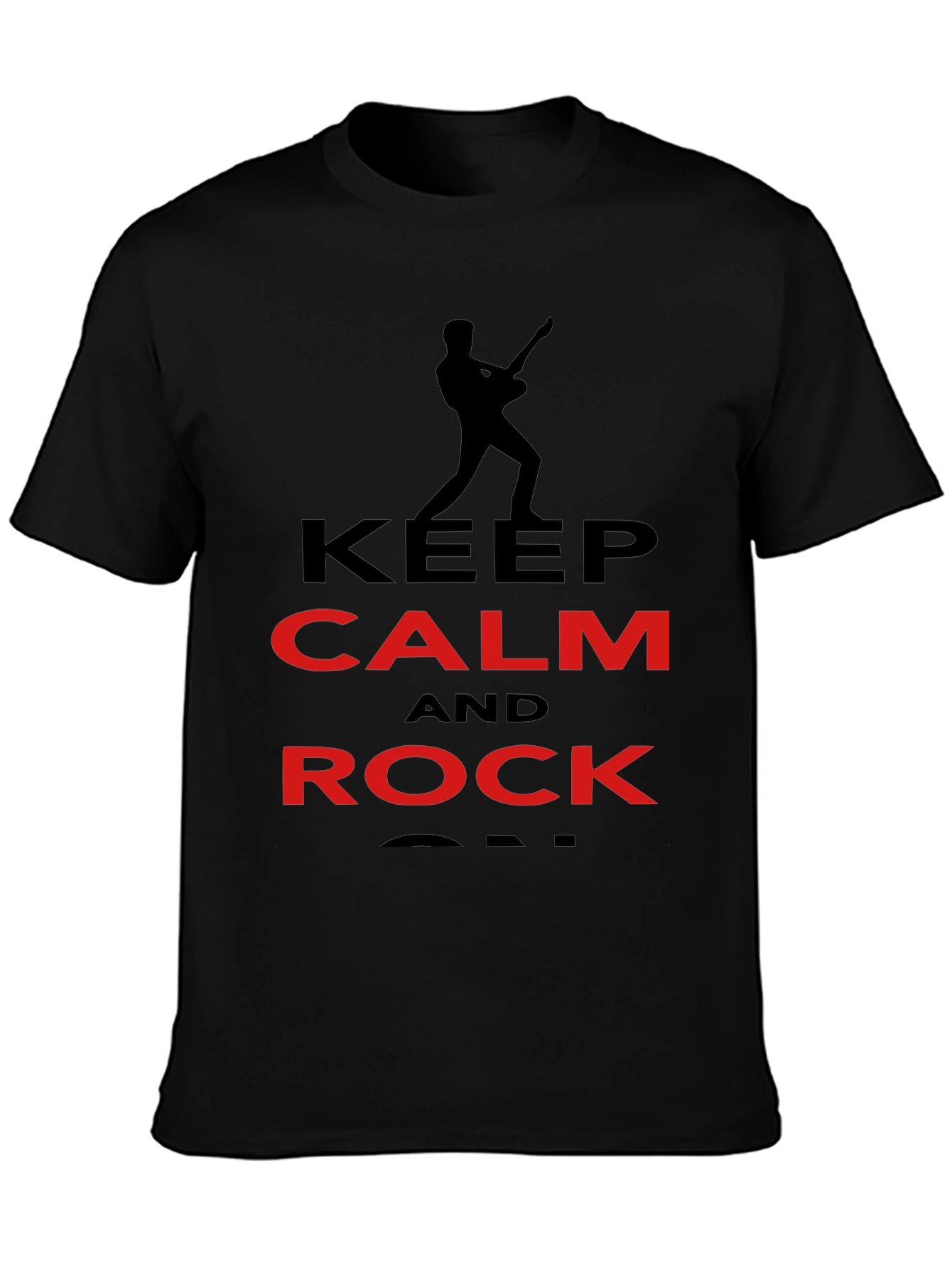 Keep Calm and Rock On Black Graphic Tee