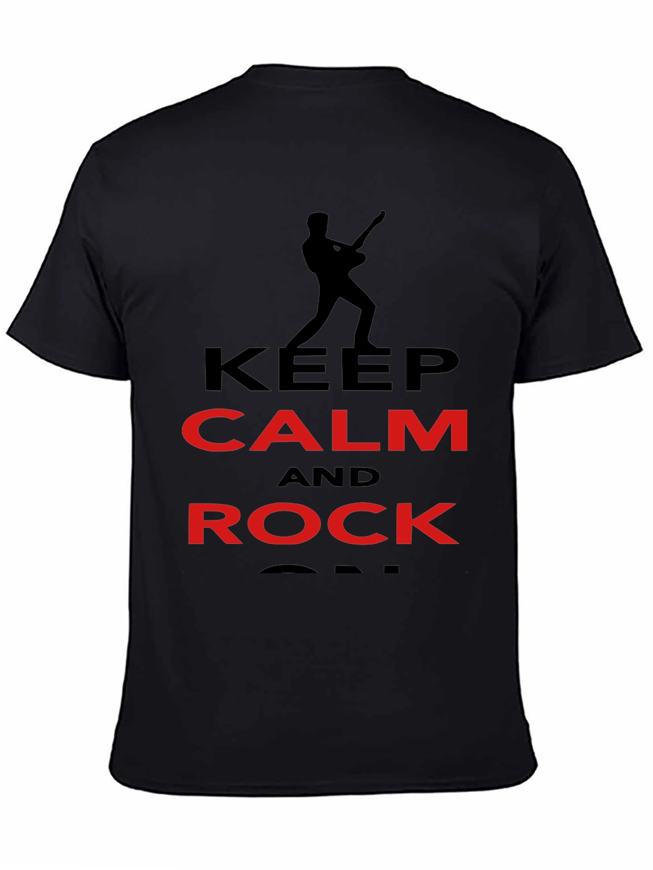 Keep Calm and Rock On Black Graphic Tee