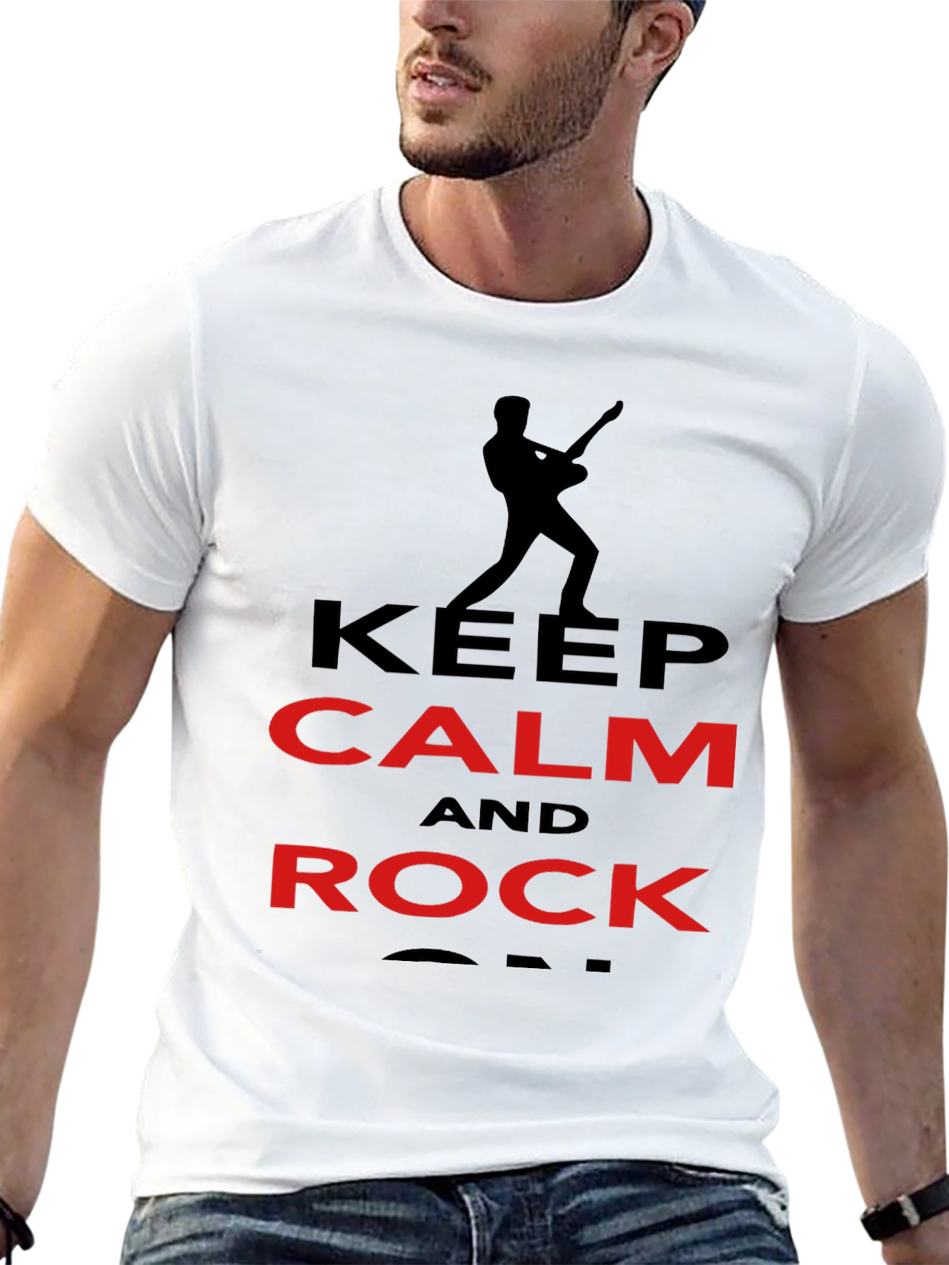 Keep Calm and Rock On Black Graphic Tee