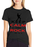 Keep Calm and Rock On Black Graphic Tee