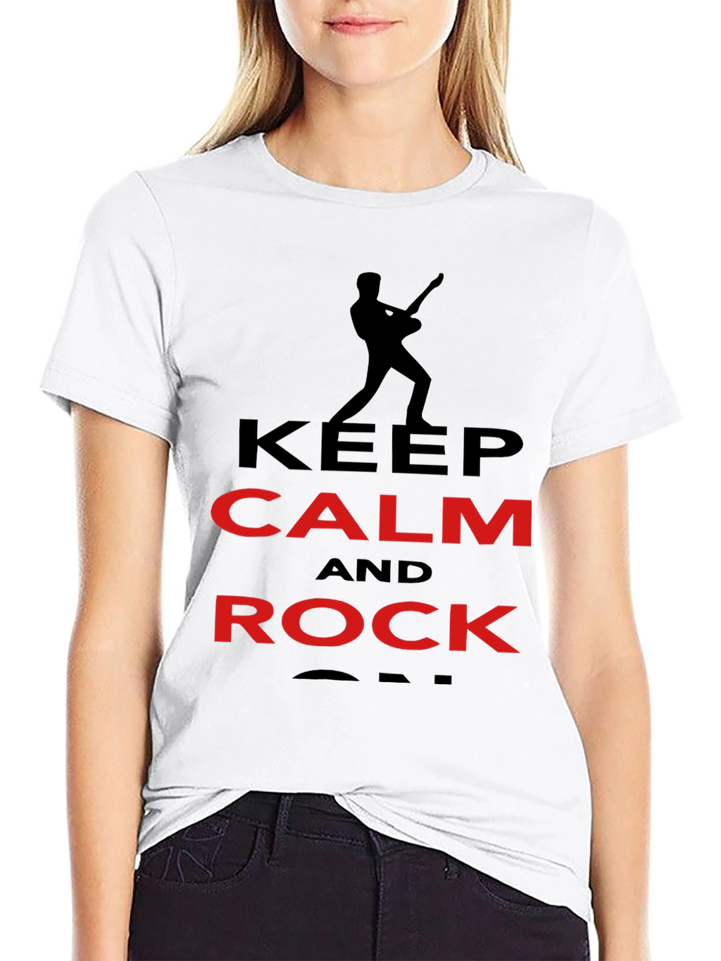 Keep Calm and Rock On Black Graphic Tee