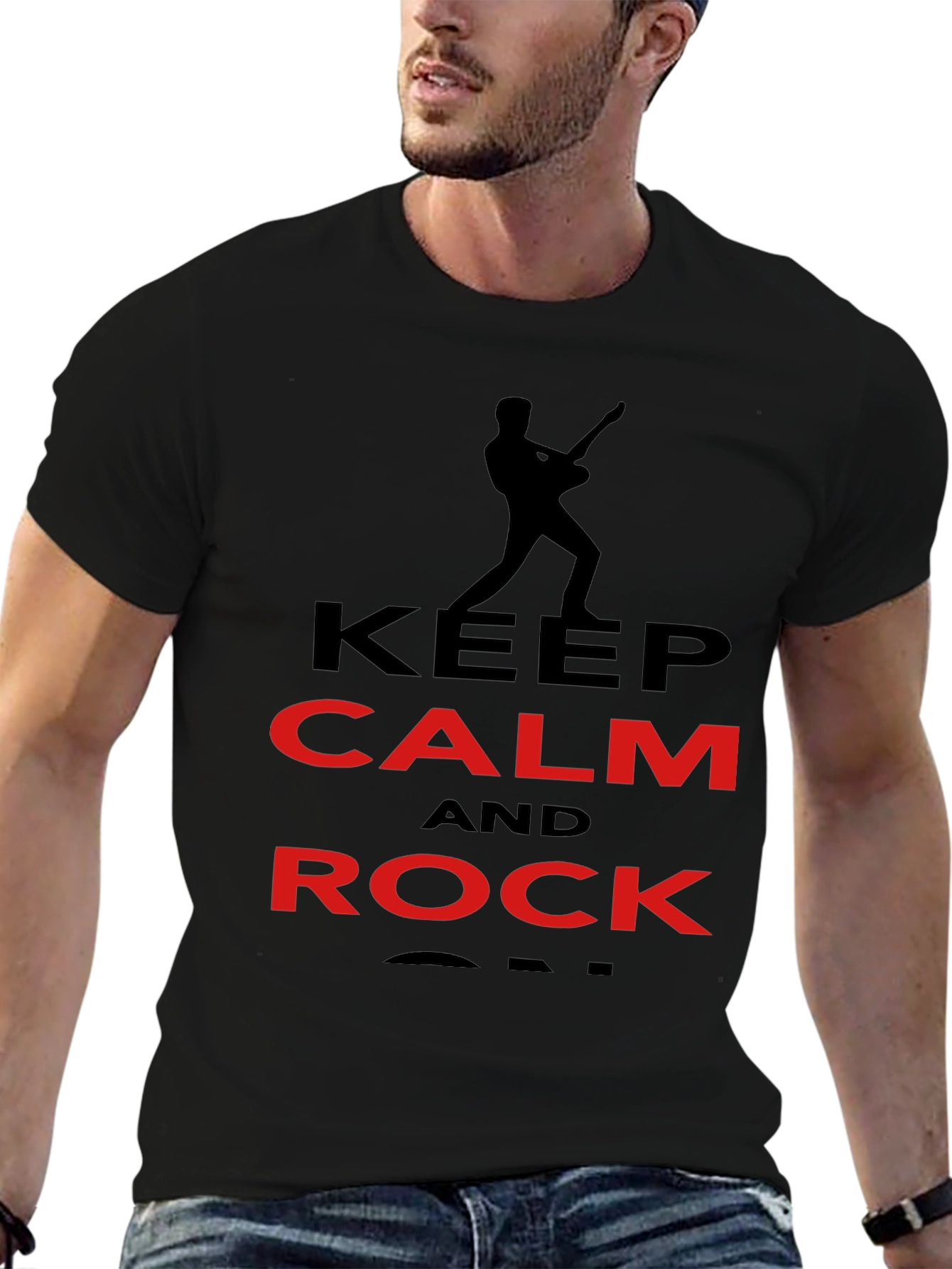 Keep Calm and Rock On Black Graphic Tee