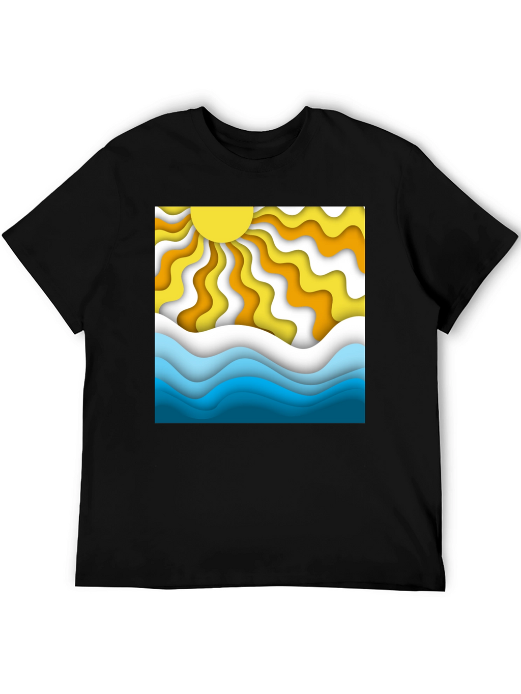 Retro Sun & Waves Graphic T-Shirt
