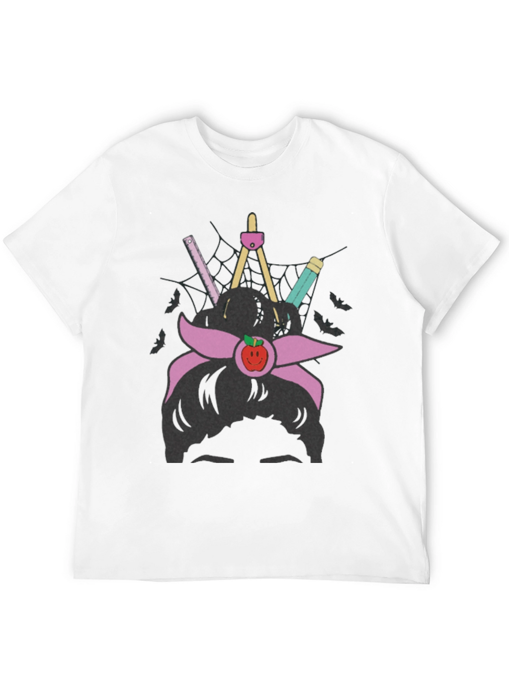 Teacher Messy Bun Apple T-Shirt