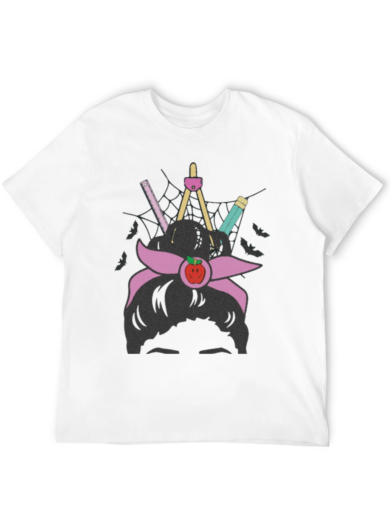 Teacher Messy Bun Apple T-Shirt