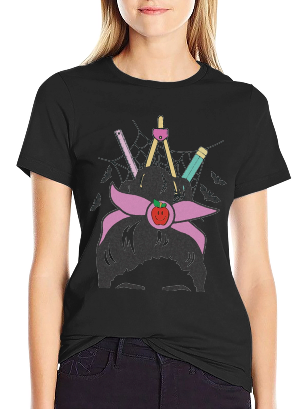 Teacher Messy Bun Apple T-Shirt