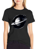 Saturn Graphic Black T-Shirt - Space Lover Tee