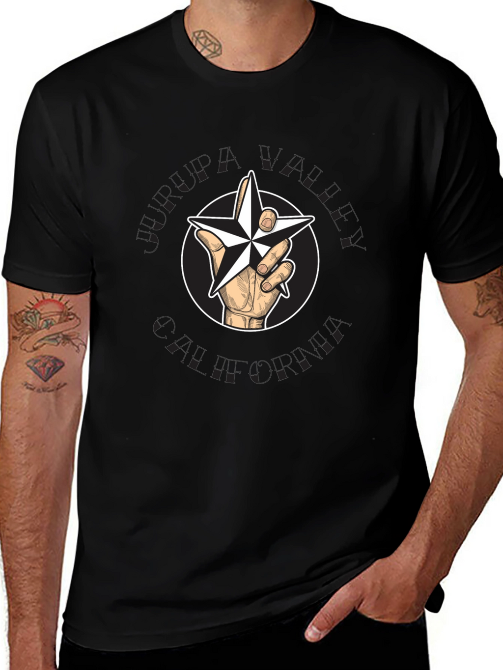 Star Hand Graphic Black T-Shirt