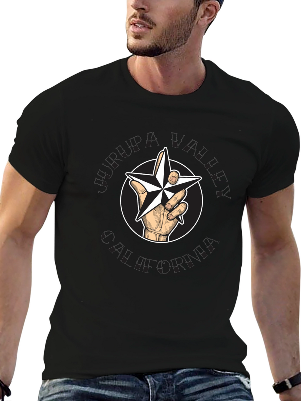 Star Hand Graphic Black T-Shirt