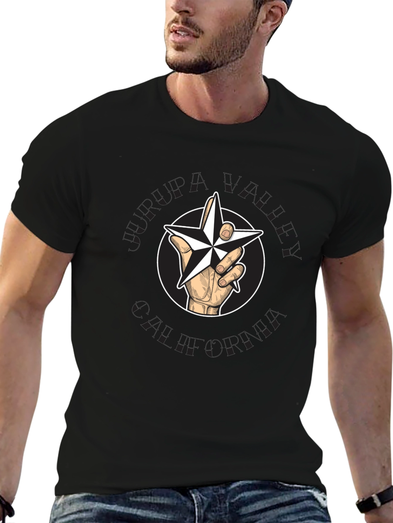 Star Hand Graphic Black T-Shirt