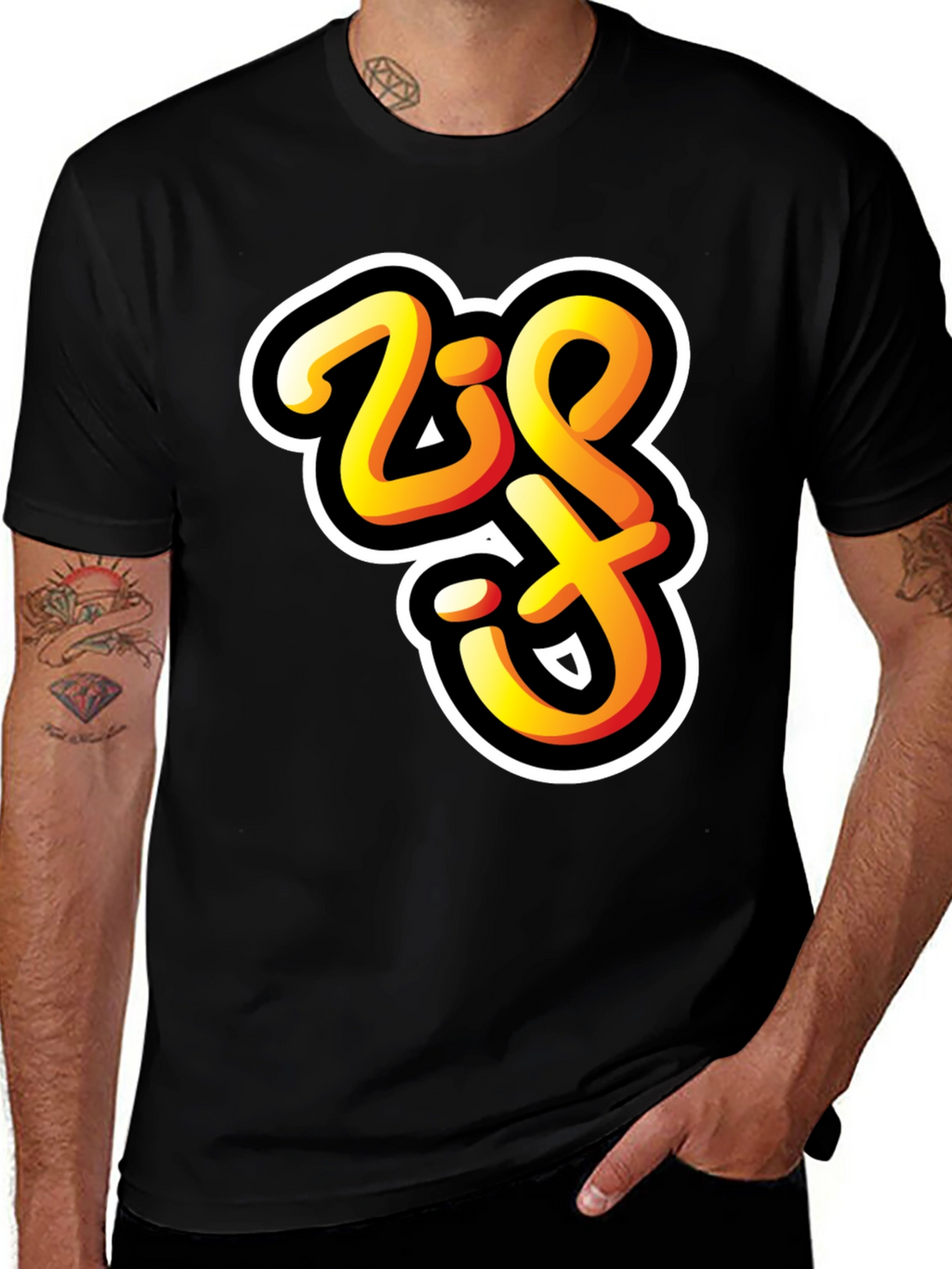 Bold Zift Graffiti Style Black T-Shirt