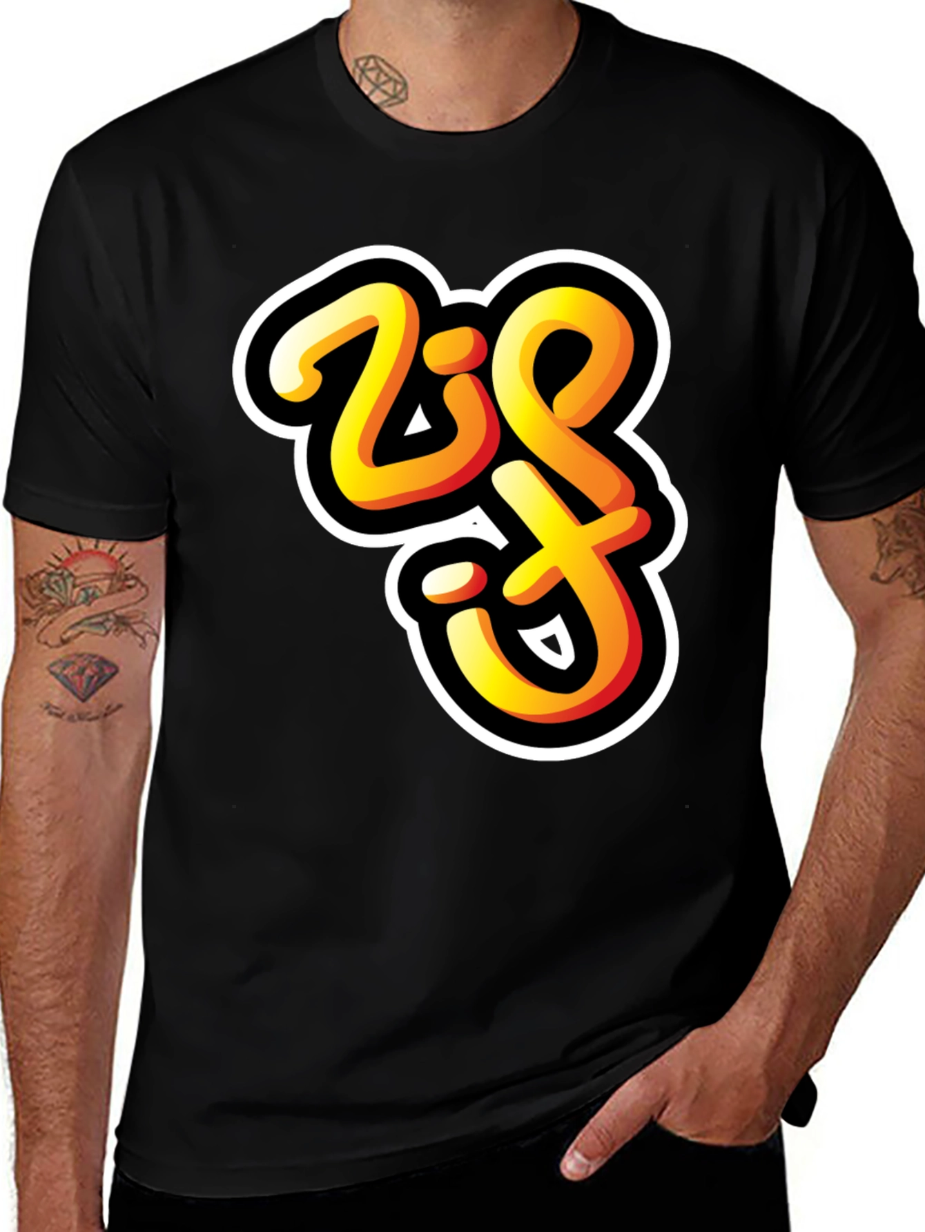 Bold Zift Graffiti Style Black T-Shirt