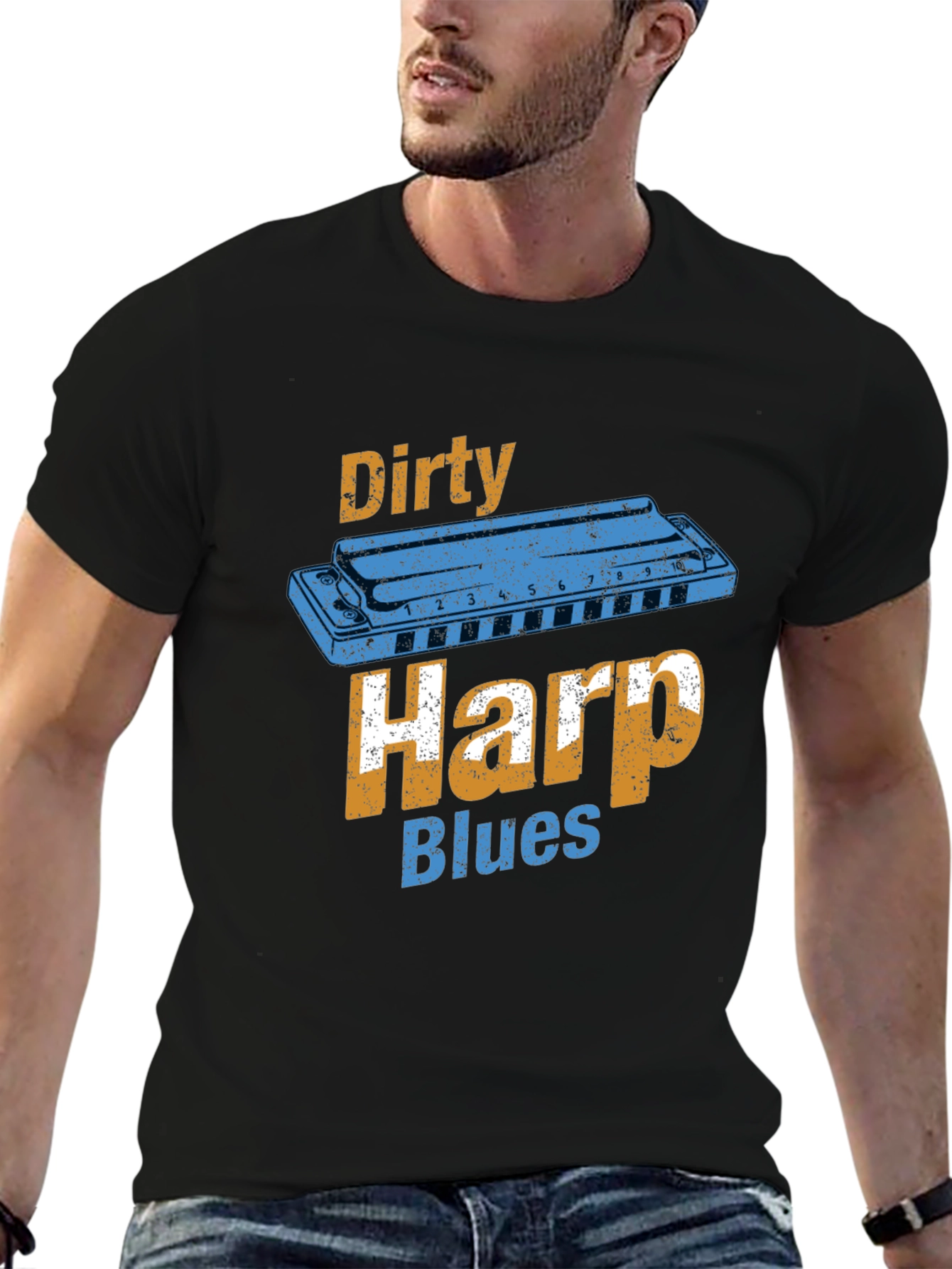Dirty Harp Blues T-Shirt - Music Lover Tee