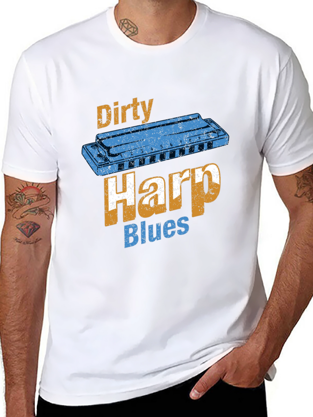 Dirty Harp Blues T-Shirt - Music Lover Tee