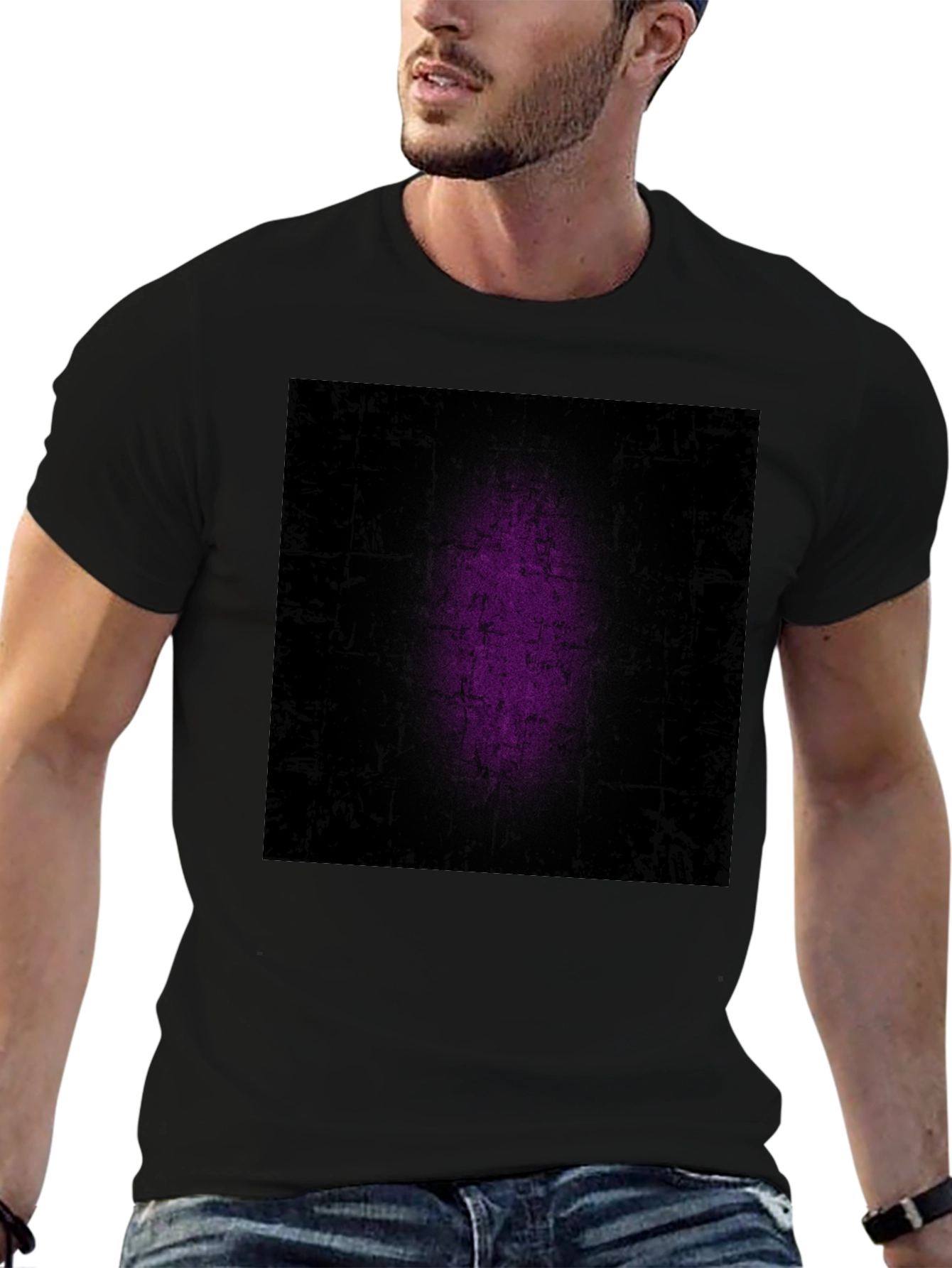 Grunge Purple Patch Black T-Shirt