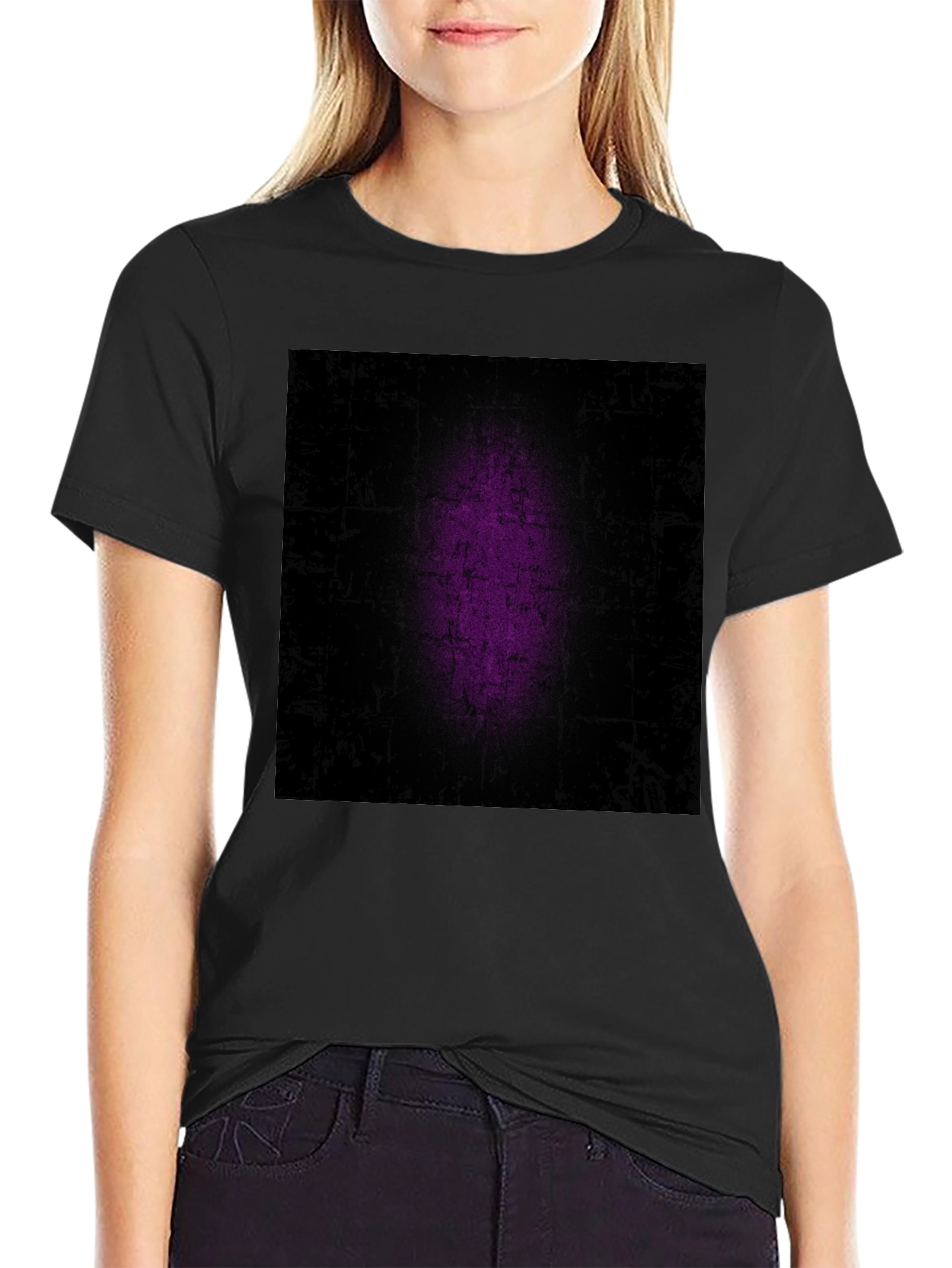 Grunge Purple Patch Black T-Shirt