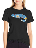 Floral Fish Graphic T-Shirt - Casual Style