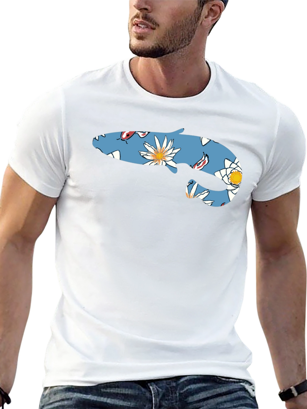 Floral Fish Graphic T-Shirt - Casual Style