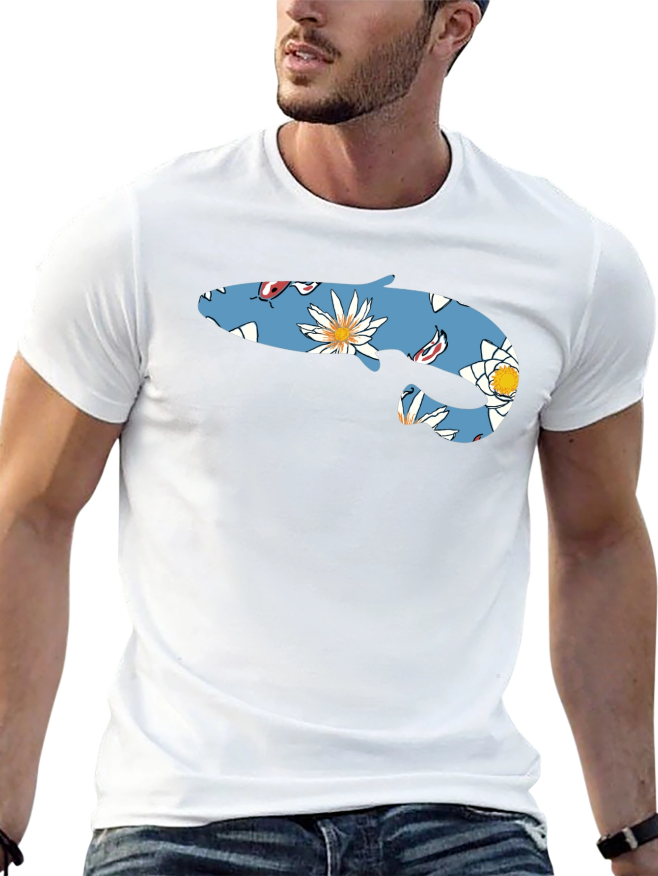 Floral Fish Graphic T-Shirt - Casual Style