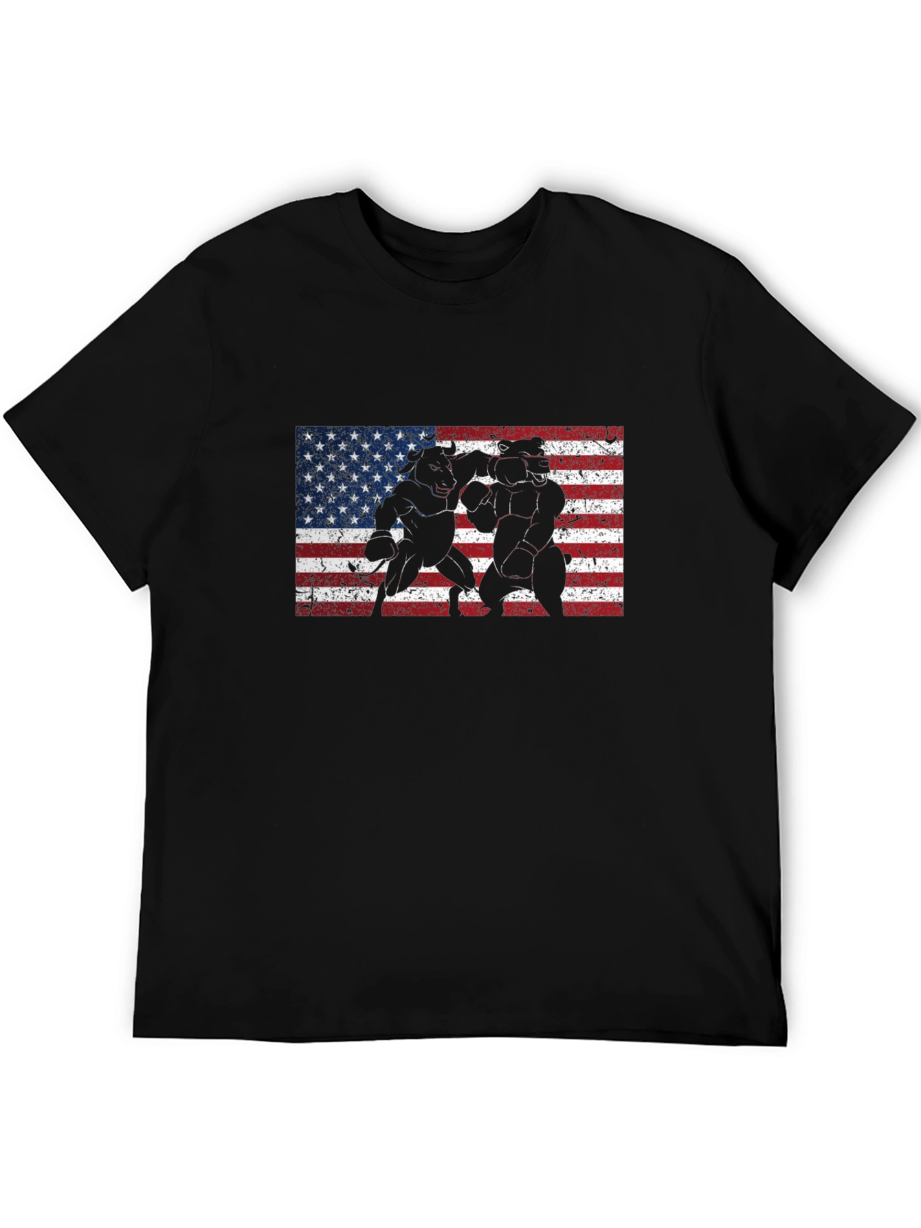 Bull vs Bear American Flag T-Shirt